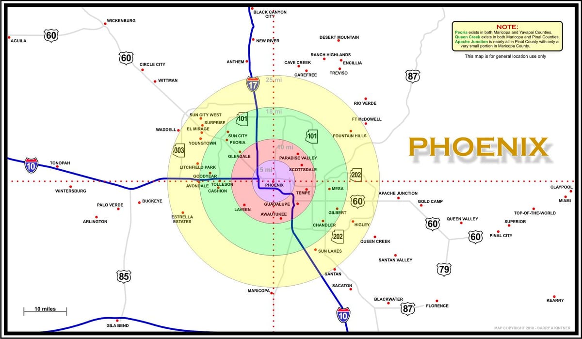 kat jeyografik nan zòn nan Phoenix